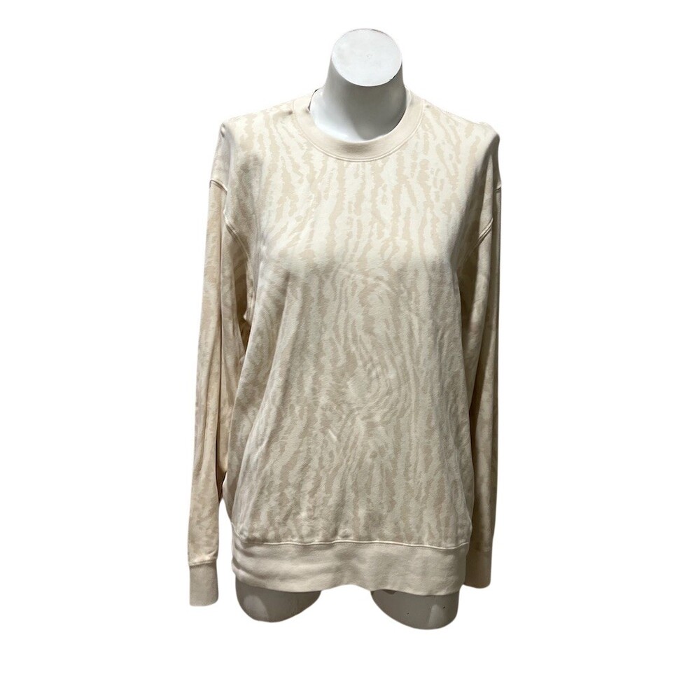 Stance Womens Crewneck Pullover Sweatshirt Beige Zebra Print Size M